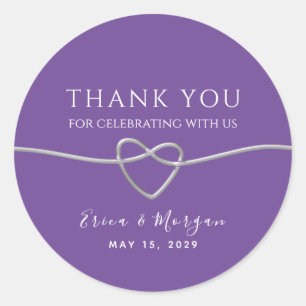 Silver Purple Wedding Thank You Classic Round Sticker