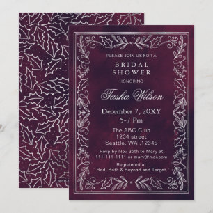 Silver Purple Winter Holiday Bridal Shower  Invitation
