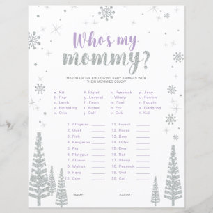 Silver & Purple Winter Wonderland Baby Shower Game