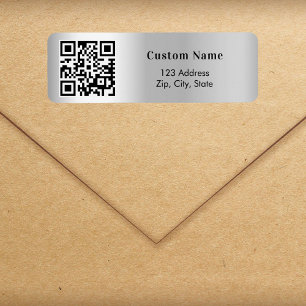Silver QR code business return address Label