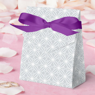 Silver Quad Flower Pattern All Occasion Purple  Favour Box