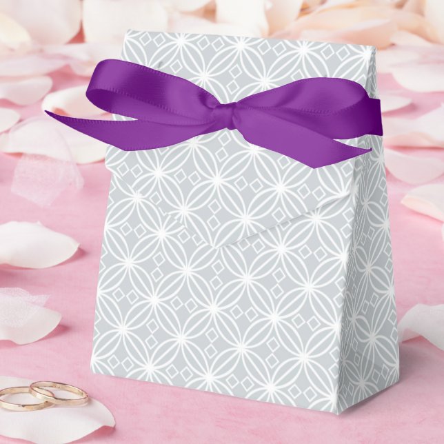 Silver Quad Flower Pattern All Occasion Purple  Favour Box (Wedding)