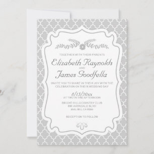 Silver Quatrefoil Wedding Invitations