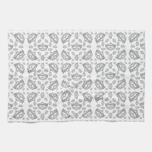 Silver Queen of Hearts crown tiara kitchen towel