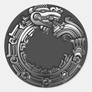Silver Quetzalcoatl Classic Round Sticker