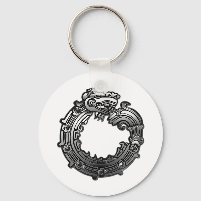 Silver Quetzalcoatl Key Ring (Front)