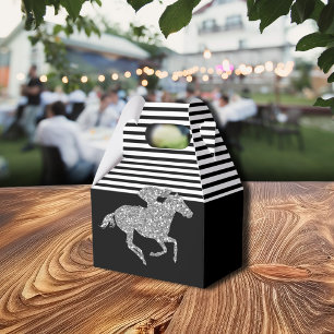 Silver Racehorse Black White Stripes Favour Box