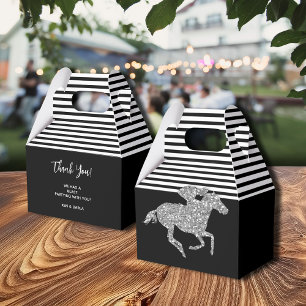 Silver Racehorse Black White Stripes Favour Box