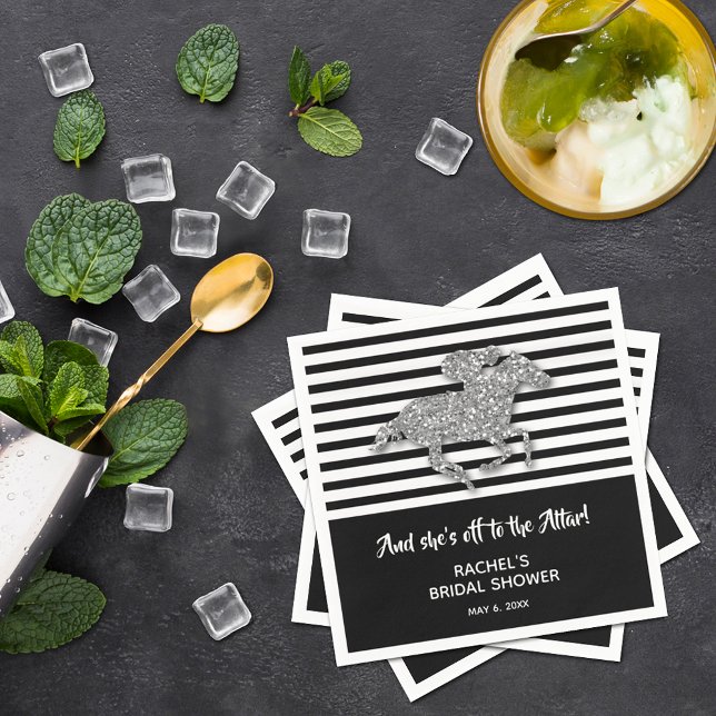 Silver Racehorse Derby Bridal Shower Napkin (Creator Uploaded)