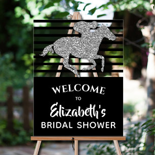 Silver Racehorse Derby Bridal Shower Welcome Acrylic Sign