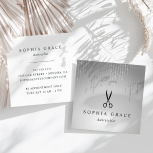 Silver Rain Hairstylist Square Business Card