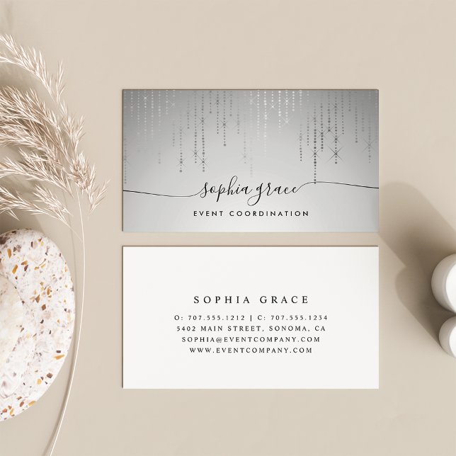 Silver Rain Signature Script Business Card (Creator Uploaded)