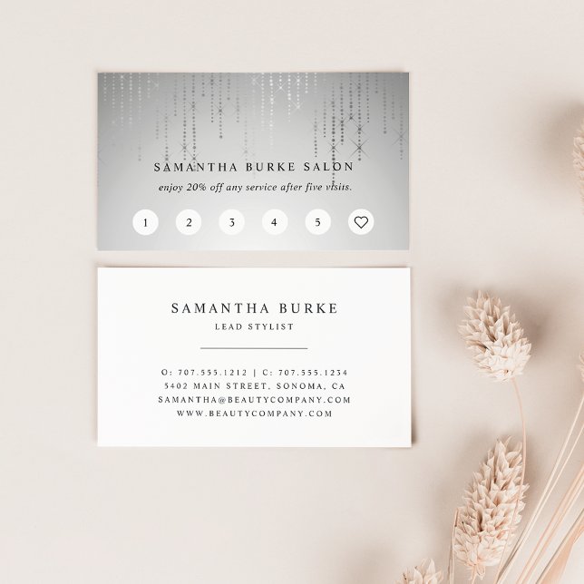 Silver Rain String Lights Loyalty Cards (Creator Uploaded)