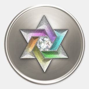 Silver Rainbow Star of David Envelope Seal