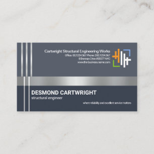 Silver Re-bar Concrete Column Engineer Business Card