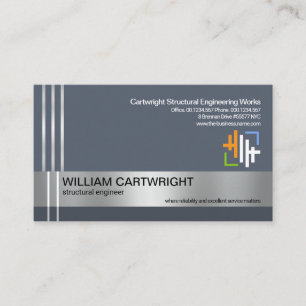 Silver Re-bar Lines Concrete Column Engineering Business Card
