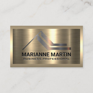 Silver Real Estate Logo Gold Metallic Business Card