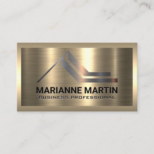 Silver Real Estate Logo | Gold Metallic Business Card (Front)