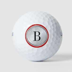 Silver Red and Black with Your Monogram Golf Balls