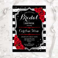 Silver Red Black White Stripes Bridal Shower