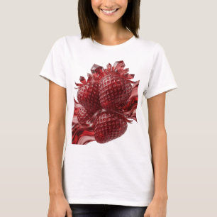 Silver RED GLASS STRAWBERRIES WITH CRYSTALS T-Shirt