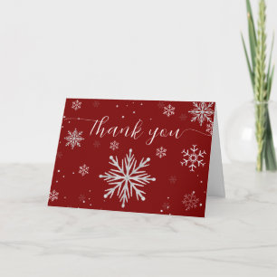 Silver Red Magical Winter Snowflake Baby Shower Thank You Card