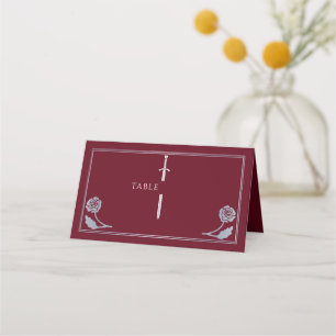 Silver Red Royal Mediaeval Sword Wedding Place Card