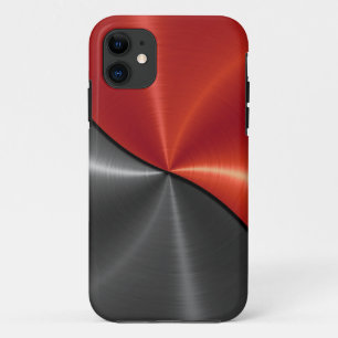 Silver Red Shiny Steel Metal 3 iPhone 11 Case