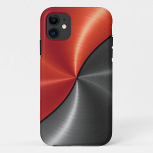 Silver Red Shiny Steel Metal iPhone 11 Case