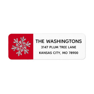 Silver Red Snowflake Address Label Return Address Label