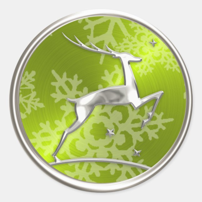 Silver Reindeer Snowflake Envelope Seal (Front)
