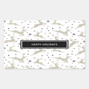 Silver Reindeers Rectangular Sticker