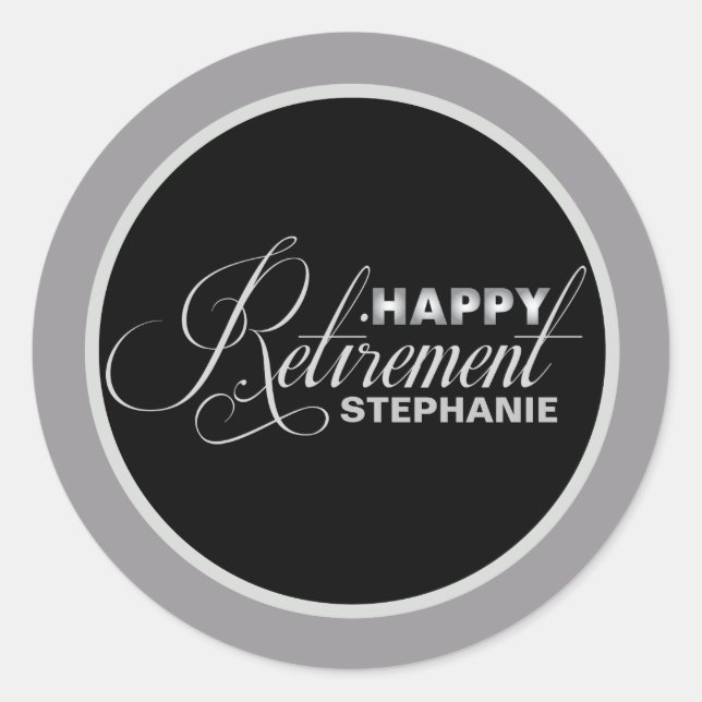 Silver Retirement Party Stickers (Front)