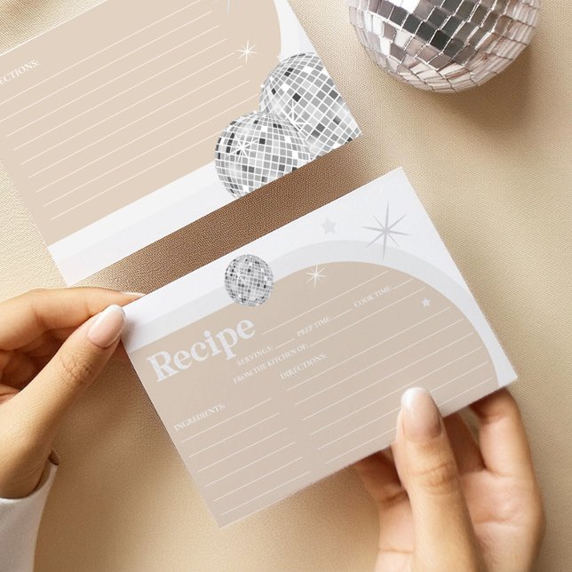 Silver Retro Disco Bridal Shower RECIPE CARD (Creator Uploaded)