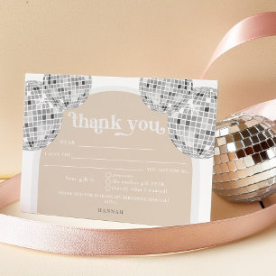 Silver Retro Disco Bridal Shower Thank you card