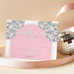 Silver Retro Disco Bridal Shower Thank you card
