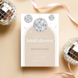 Silver Retro Disco Glitter arch Bridal Shower  Invitation