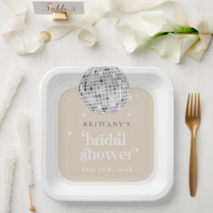 Silver Retro Disco Groovy Bridal Shower Favour Bag Paper Plate