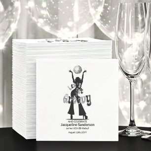 Silver Retro Let's Get Groovy 60th Birthday Napkin