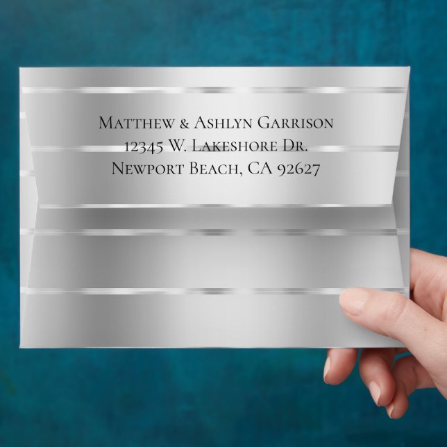 Silver Ribbon Bridal Shower or Wedding Envelope (Hand)