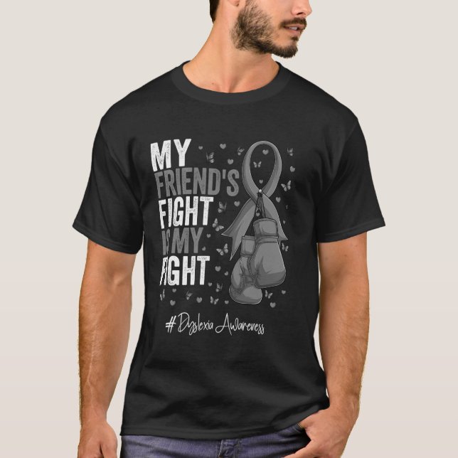 Silver Ribbon Friend Dyslexia Awareness T-Shirt (Front)