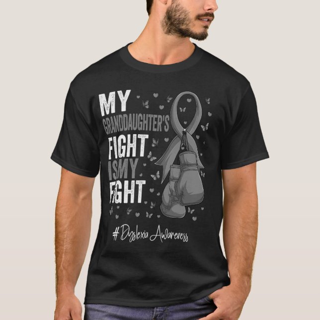 Silver Ribbon Granddaughter Dyslexia Awareness T-Shirt (Front)