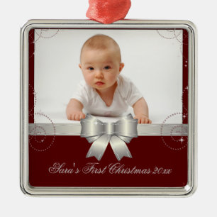 Silver Ribbon Keepsake Metal Ornament