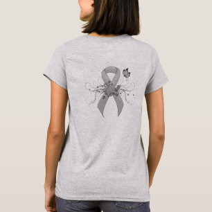 Silver Ribbon with Butterfly T-Shirt