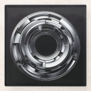 silver rings glass coaster