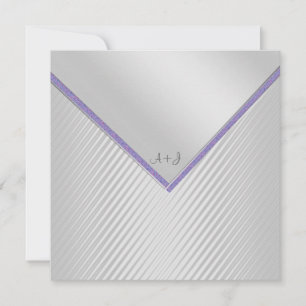 SILVER RIPPLE PURPLE TRIM WEDDING INVITATION