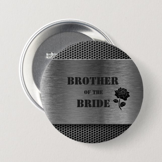 Silver Robo Metal/Brother of the Bride  7.5 Cm Round Badge (Front & Back)