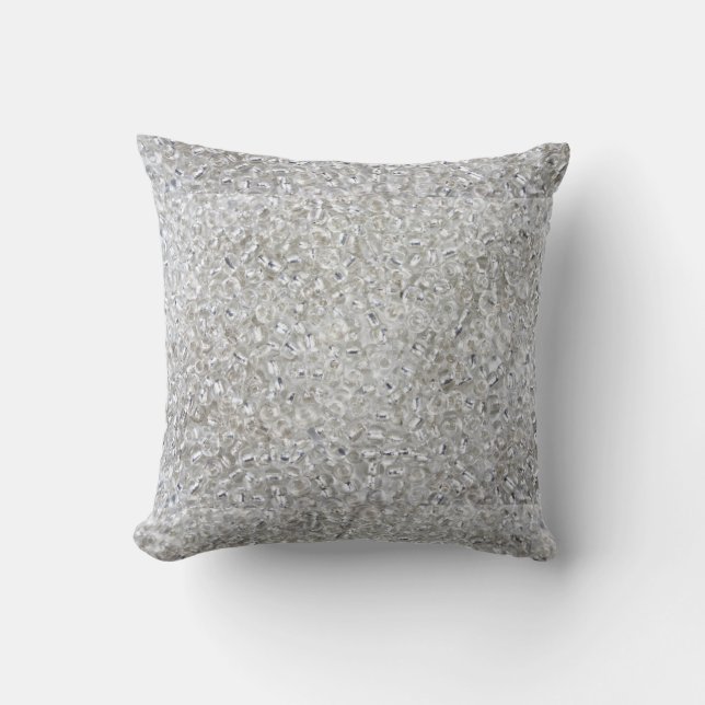 Silver Rocaille Seed Beads Cushion (Front)