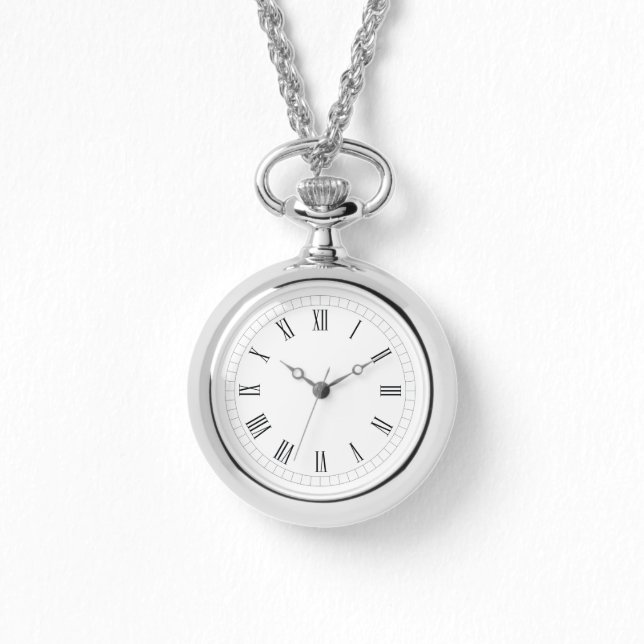Silver Roman Numeral Pocket Watch (Front)