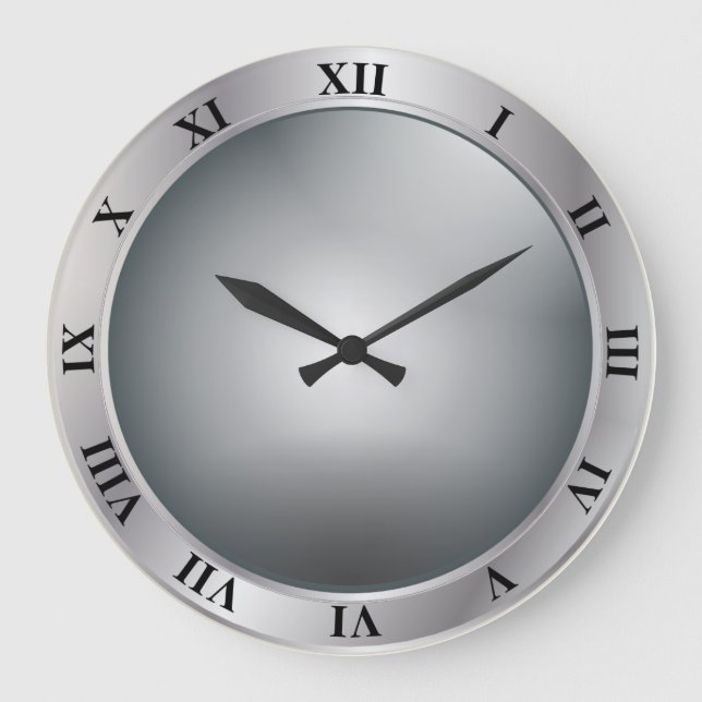 Silver Roman Nurmeral Wall Clock (Front)